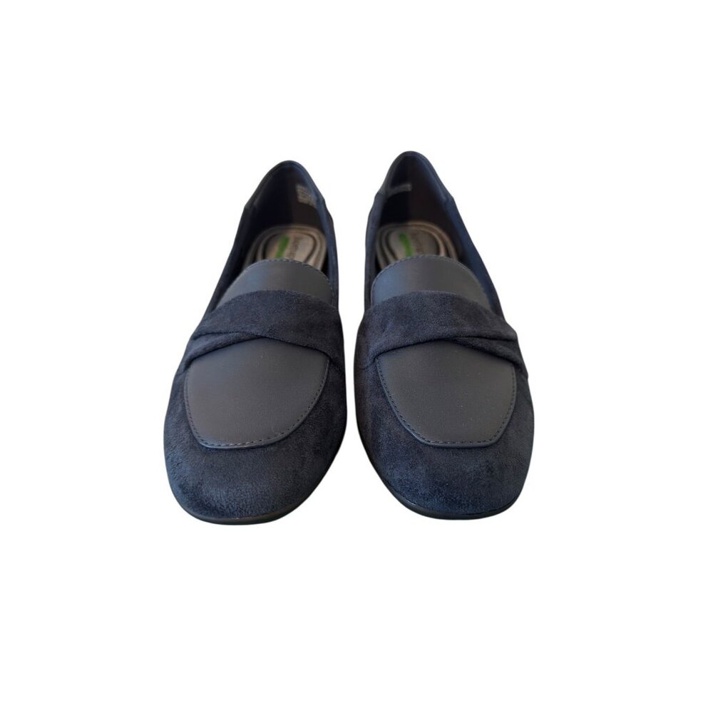 Baretraps Women’s Faux Suede & Leather Penny Loafers Navy Blue Slip On Flats